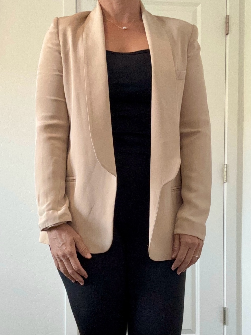 Truth and Pride 100% Silk Blush Pink Open Blazer